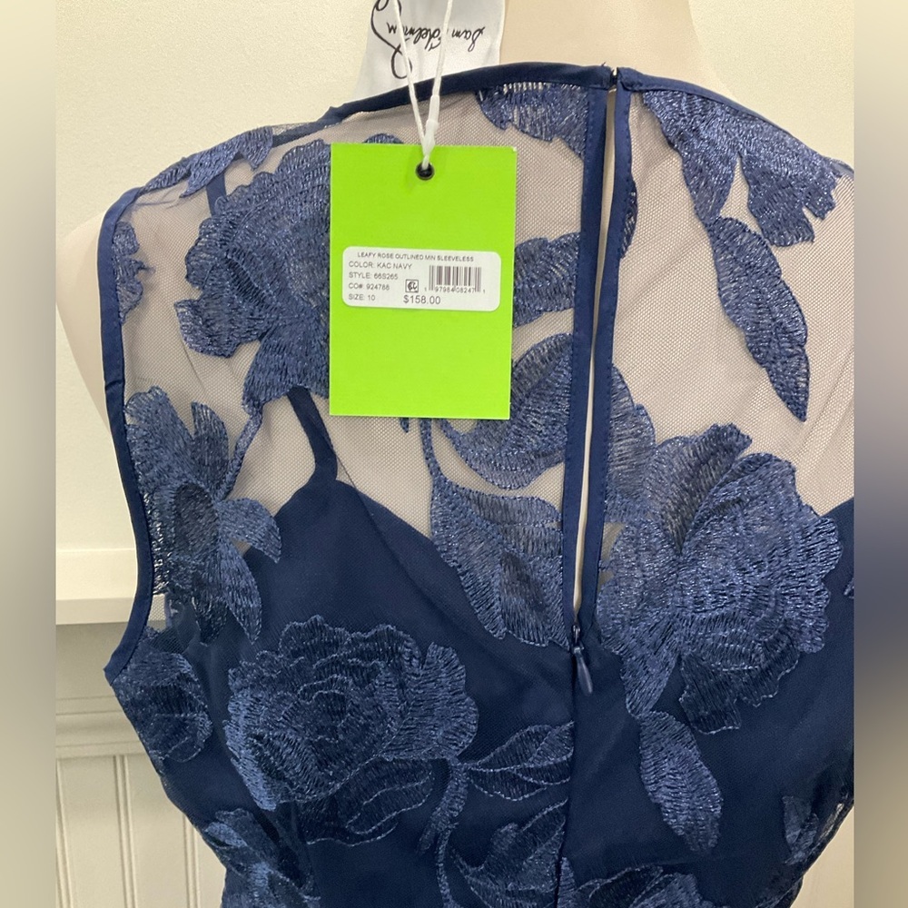 Sam Edelman Navy Floral Embroidered Sheer Illusion Cocktail Dress Size 10 NWT - Picture 4 of 4